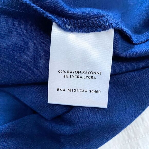 EILEEN FISHER NAVY LONG SLEEVE BACK STRAPPY CUT OUT STRETCHY DRESS - XS - Picture 10 of 10